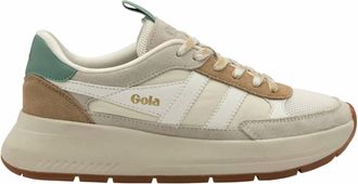 Gola Womens Phoenix Trainer Sneaker In Off White/light Caramel/green Mist