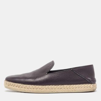 Tod's Tods Black Leather Slip On Espadrilles Flats