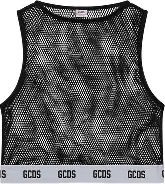 GCDS Net Top met Logoband - Dames - Tops zonder mouwen - Zwart - M - Polyester - Tops