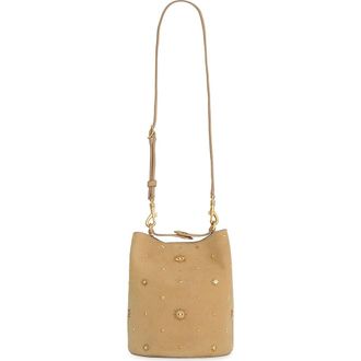 Rebecca Minkoff Evil Eye Studded Leather Bucket Bag in Sesame at Nordstrom