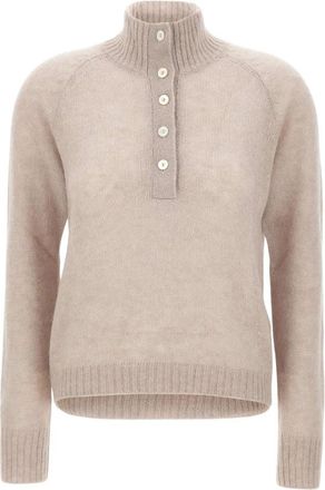 Gran Sasso Alpaca-Blend Half-Button Sweater - Dames - Coltruien - Beige - XS - Truien & Vesten