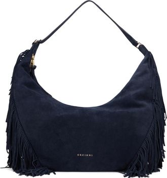 Orciani Shoulder Bags, female, Blue, Size: ONE SIZE Shoulder bag Island Peach Fringe large