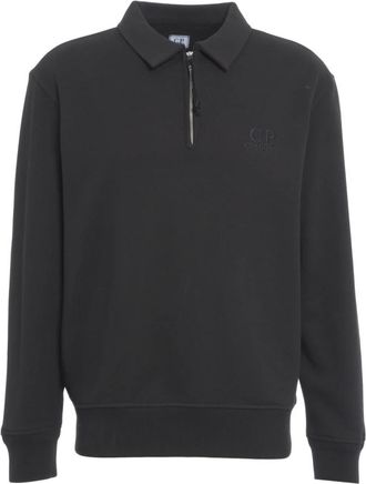 C.P. Company Diagonal Raised Fleece Half-Zip Sweatshirt - Heren - Vesten met rits - Zwart - XL - Katoen - Hoodies & sweatvesten