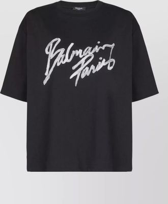 Balmain short sleeve crew neck nylon silk top