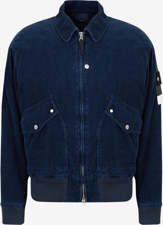 Stone Island Kurze Kordsamtjacke mit Hemdkragen