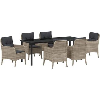 vidaXL Conjunto De Comedor De Jard&iacute;n 7 Pcs Gris Claro Polirat&aacute;n Vidaxl