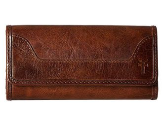 Frye Melissa Wallet Wallet Womens Handbags Dark Brown Antique Pull Up, Leather