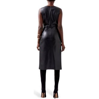 French Connection Elettra Faux Leather Sleeveless Midi Dress in Blackout at Nordstrom Rack, Size 12