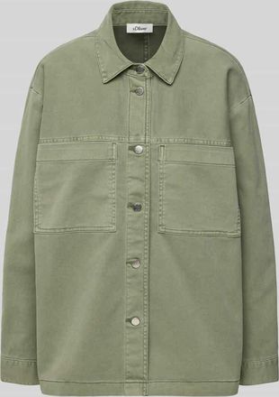 s.Oliver Red Label Relaxed Fit Jeansjacke mit Brusttaschen in Khaki, Gr&ouml;&szlig;e 40