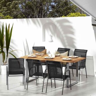 vidaXL Vidaxl Sillas De Jard&iacute;n 6 Unidades Acero Y Textilene Negro