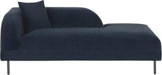 Beliani Beliani - Retro Minimalistic Chaise Lounge Dark Blue Velvet Left Hand Le Crau