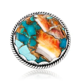 Ross-Simons Round Turquoise Ring in Sterling Silver