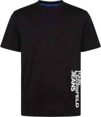 Karl Lagerfeld Vertical Logo T-Shirt - Heren - T-shirts - Zwart - L - Katoen - Tops