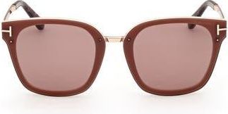 Tom Ford 68mm Round Sunglasses in Ivory /Brown at Nordstrom Rack