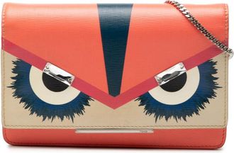 Fendi Pre-owned Fendi Vitello Elite Crystal Eye Monster Continental Wallet on Chain Ladies 8M0346
