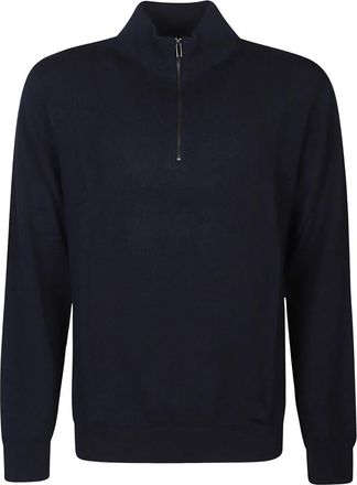Michael Kors Core Merino Half Zip Sweater - Heren - Vesten met rits - Blauw - M - Wol - Hoodies & sweatvesten