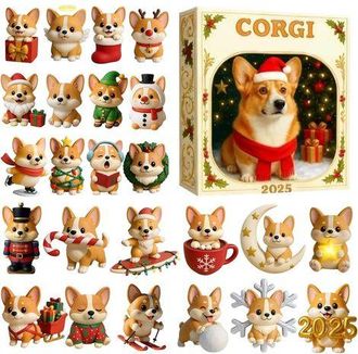 OEM Calendario Dellavvento - Ornamento A Forma Di Cane In Acrilico 2d Come Portachiavi - 24 Giorni - Statuette Per Il Conto Alla Rovescia Di Natale - Per 