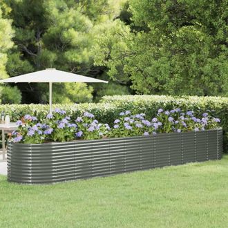 Berkfield Home Garden Raised Bed Powder-coated Steel 507x100x68 cm Grey | Size: 507 x 100 x 68 cm