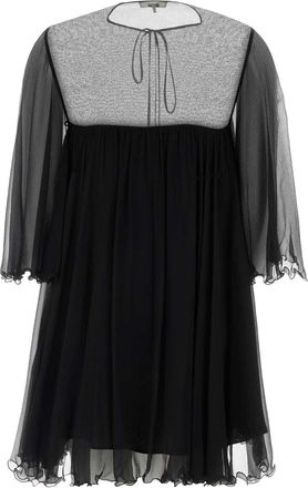 Chlo&eacute; Womens Sheer Georgette Dress Black Outer