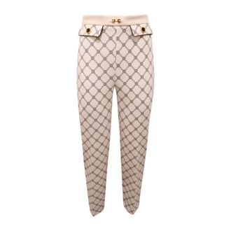 Elisabetta Franchi Cropped Trousers, female, Beige, Size: XL Pa-S71-51E2 Cropped Trousers