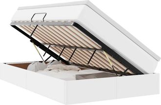 vidaXL Storage Bed with Mattress White 120 x 190 cm Faux Leather vidaXL