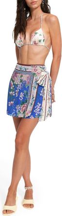 Agua Bendita Ziara Side Tie Cover-Up Miniskirt in Blue at Nordstrom, Size Medium