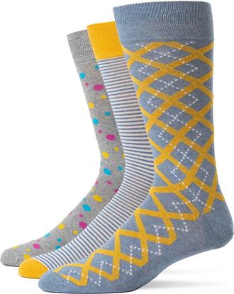 Lorenzo Uomo Assorted 3-Pack Crew Socks in Yellow at Nordstrom Rack, Size 10-13