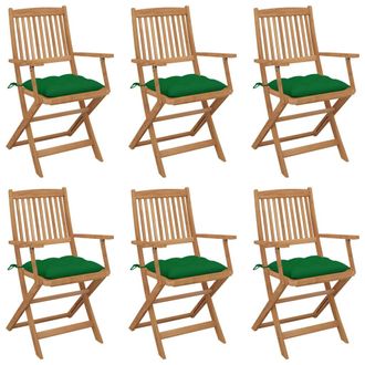 vidaXL Vidaxl - Sillas De Jard&iacute;n Plegables 6 Uds Y Cojines Madera Maciza Acacia