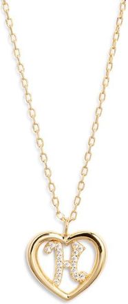 Argento Vivo Heart Cubic Zirconia Initial Pendant Necklace in Gold H at Nordstrom