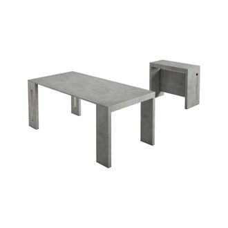Dmora Mesa Extensible Detound, Mesa De Comedor Extensible, Consola Multiusos Con Extensiones, 100% Made In Italy, 186x80h76 Cm, Cemento - Dmora