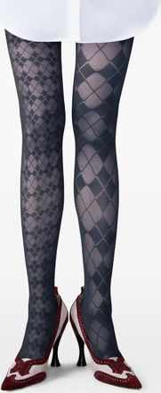 Thom Browne Collant Funmix Argyle semi trasparenti - Blu