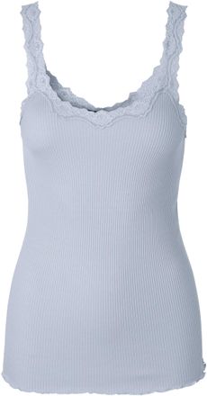 Rosemunde Spitzentop ROSEMUNDE Babette Silk Top, Damen, Gr. XL, blau (heather sky), Feinripp, Obermaterial: 70% Seide, 30% Baumwolle, unifarben, k&ouml;rpernah h&uuml;ftb