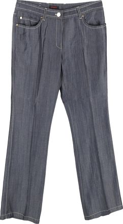 Escada Escada Rechte Broek met Zichtbare Stiksels in Grijze Katoen