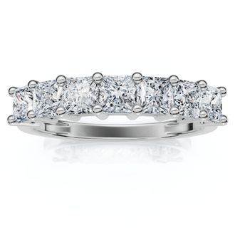 Pompeii3 1Ct Princess Cut 7-Stone Diamond Wedding Ring Womens Band Gold Lab Grown