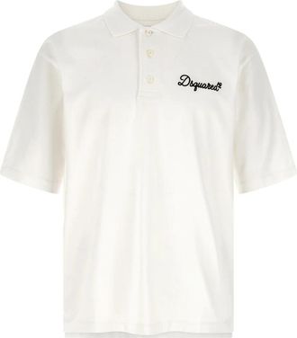 Dsquared2 Tennis Fit Signature Embroidery Cotton Jersey Polo Shirt - Heren - Polos - Wit - 2XL - Katoen - Tops