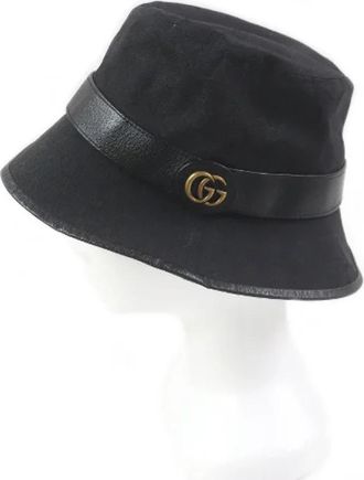 Gucci Pre-owned GG Canvas Polyester Katoen Bucket Hat - Heren - Vintage Accessoires - Zwart - ONE Size - Katoen - Vintage