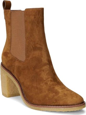 Lauren Ralph Lauren Marianna Boots Women Whiskey Suede Block Heel Bootie LION201
