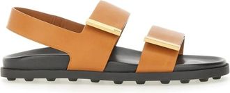Tod's Leren Slingback Sandalen met Metalen Detail - Dames - Schoenen - Bruin - Maat: 40 EU Leer