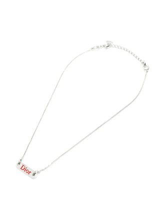 Dior 1990-2000s logo necklace - women - Brass - One Size - Silver