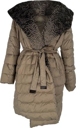 Max Mara S Max Mara Noveast Reversible Puffer Down Coat in Khaki Polyamide