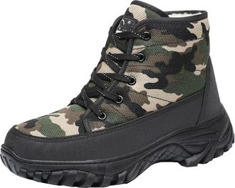 Generic Men Winter Insulated Cotton Shoes Fleece Lined Warm Lace Up Non Slip Soft Sole Ankle Boots (Green,8.5)