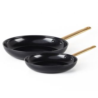 GreenPan Reserve 2-Piece Open Frypan Set, 8-Inch & 10-Inch, Black/Gold