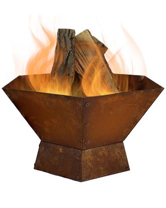 Sunnydaze 23In Fire Pit Steel With Oxidized Rustic Finish And Hexagon Shape