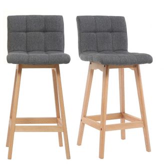 Miliboo Miliboo - Taburete De Bar Madera Y Gris Oscuro 65cm Lote De 2 Klaris