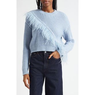 Cinq à Sept Kaelie Feather Sweater in Misty Blue at Nordstrom, Size X-Large