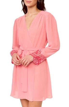 Rya Collection Shoreline Chantilly Lace Embellished Chiffon Wrap in Rosewood at Nordstrom, Size X-Small