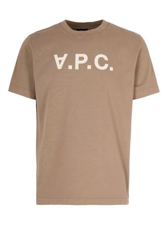 A.P.C. logo-detail crew-neck T-shirt - Neutrals