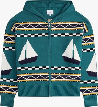 Rhude Mens Teal Wool Knit Zip-Up Hoodie