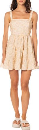 Maaji Moonlit Emily Embroidered Tiered Cotton Cover-Up Minidress in Light Beige at Nordstrom, Size Medium