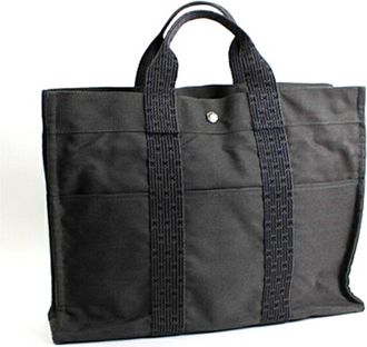 Hermès Gray Canvas Tote Bag (Pre-Owned)